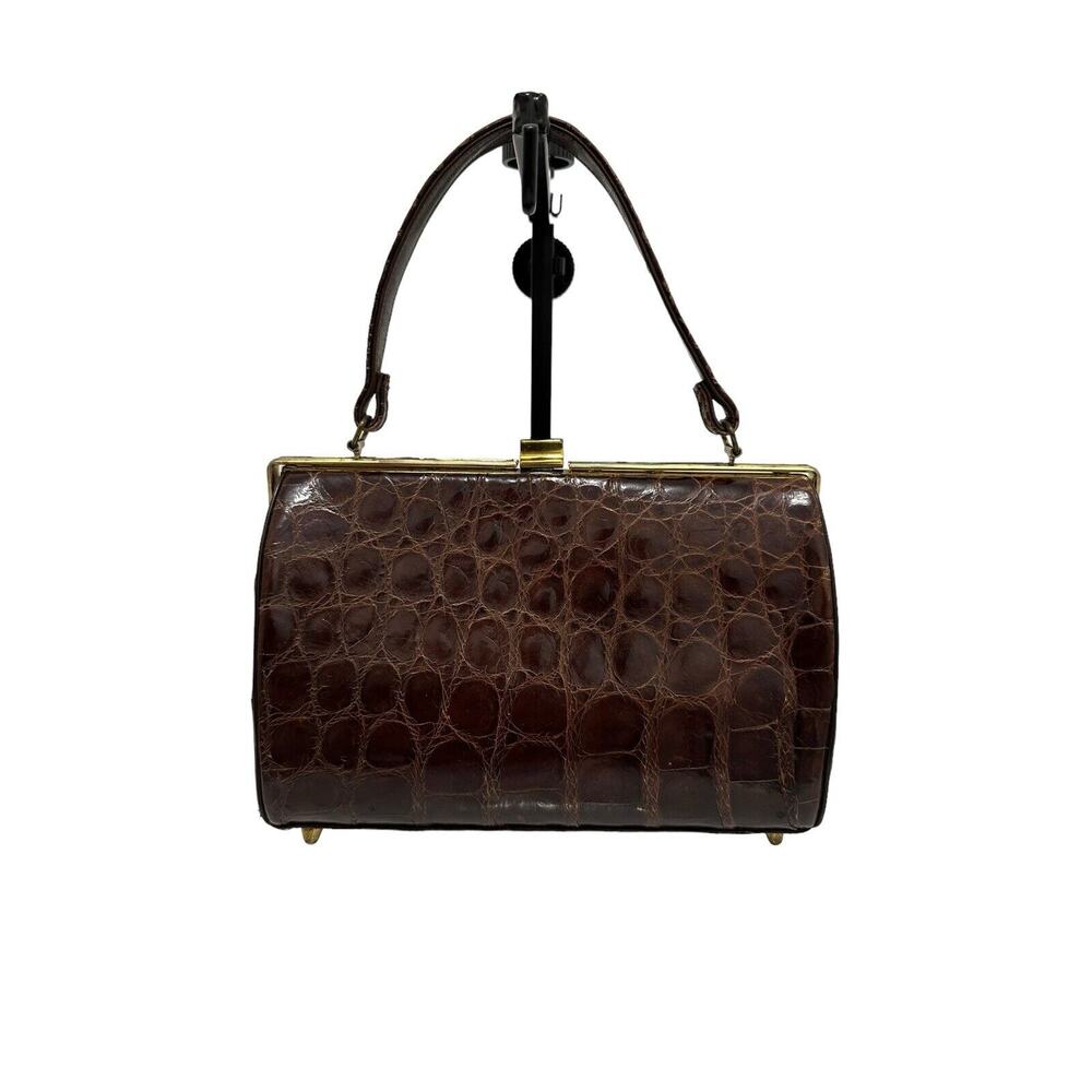 Vintage Mid-Century Mayer Newman New York Genuine Alligator Clutch Purse Handbag